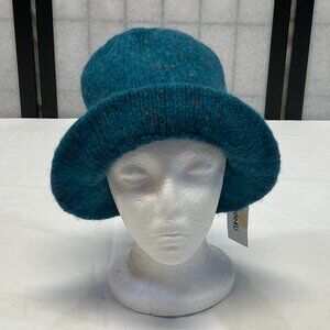 Made4U Felted Wool Knit Bucket Style Brim Beanie Hat Ireland Turquoise Speckles